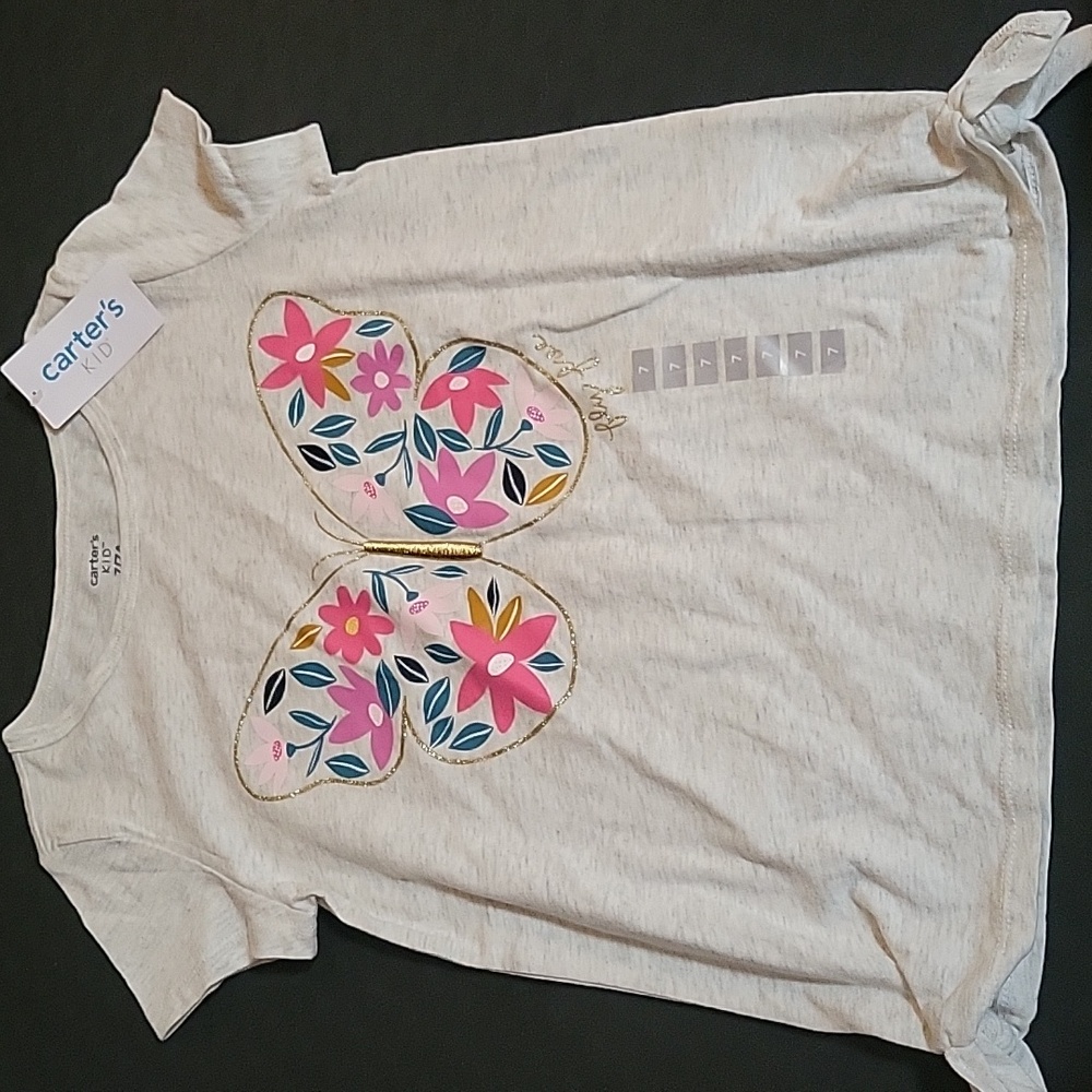🆕️Carter's Kid Girls' Short Sleeve Tee with Butterfly Print